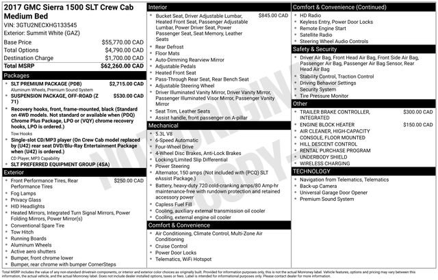 Used 2017 GMC Sierra 1500 SLT w/ SLT Premium Package AWD/4WD image 2