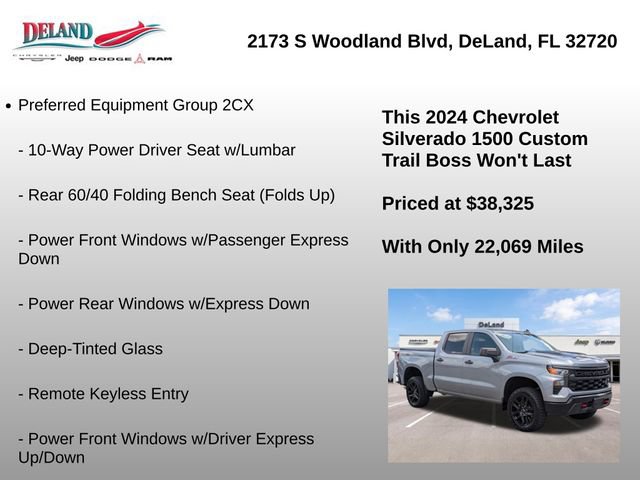 Used 2024 Chevrolet Silverado 1500 Custom Trail Boss w/ LPO, Dark Essentials Package AWD/4WD image 6