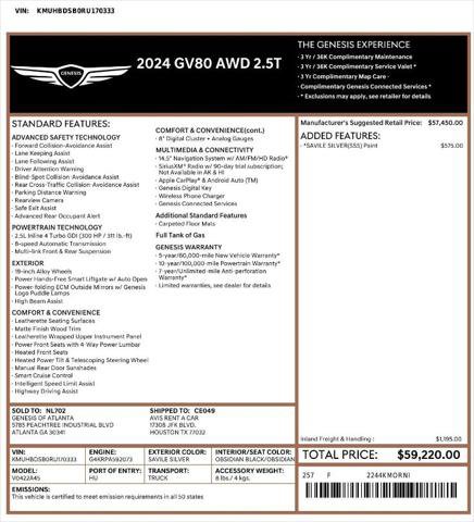 Used 2024 Genesis GV80 2.5T AWD/4WD image 4