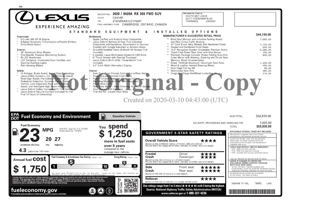 Used 2020 Lexus RX 350 FWD w/ Premium Package image 4