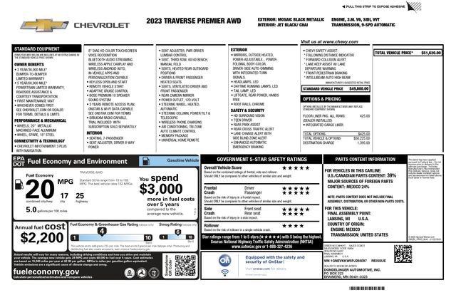 Used 2023 Chevrolet Traverse Premier w/ LPO, Floor Liner Package image 3