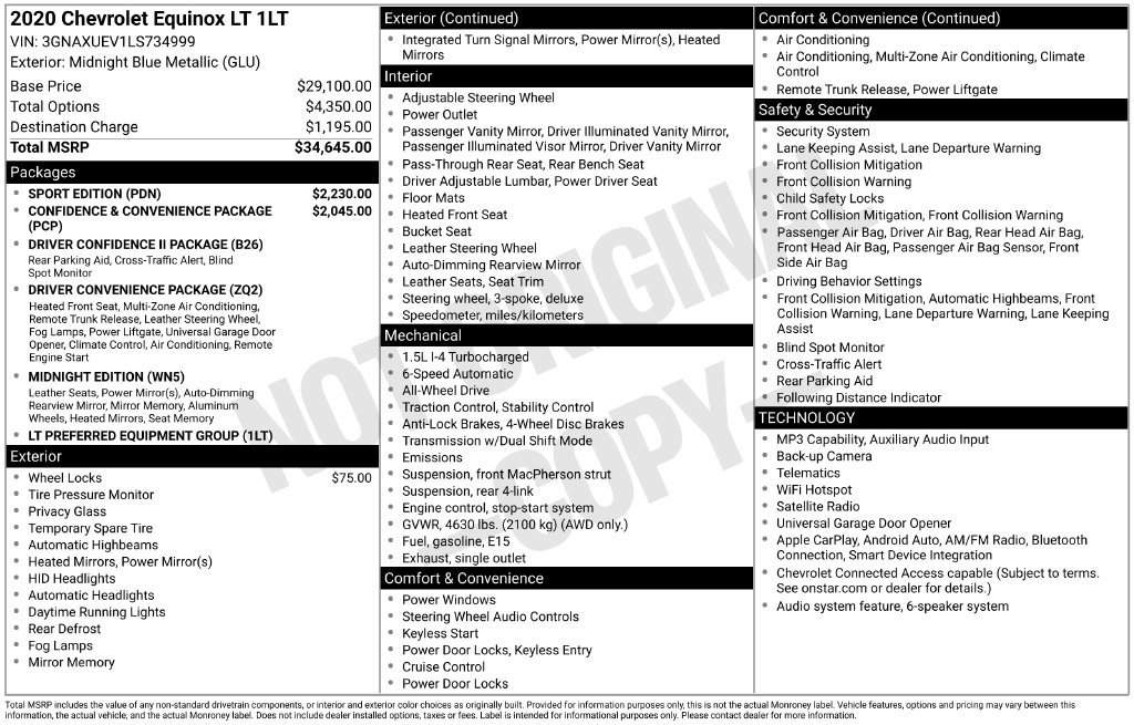 Used 2020 Chevrolet Equinox LT w/ Sport Edition AWD/4WD image 15