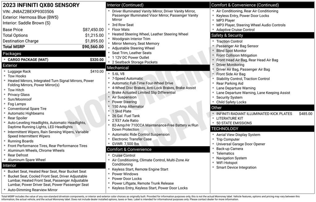 Certified 2023 INFINITI QX80 Sensory w/ Cargo Package image 2