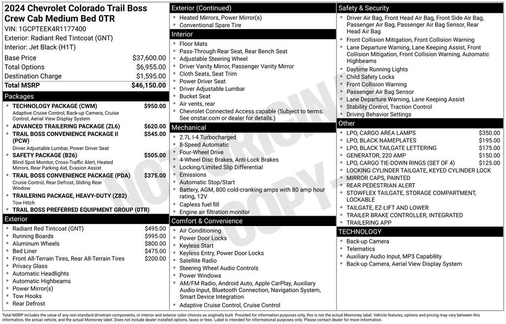 Certified 2024 Chevrolet Colorado Trail Boss w/ Technology Package AWD/4WD image 7