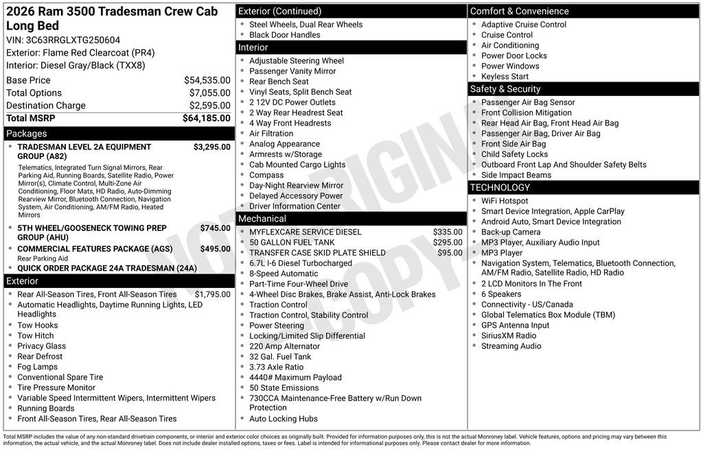 New 2026 RAM 3500 Tradesman AWD/4WD image 5