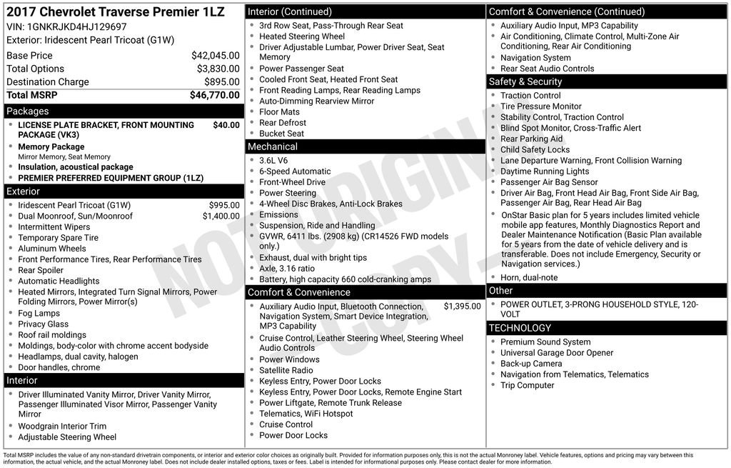 Used 2017 Chevrolet Traverse Premier FWD image 56