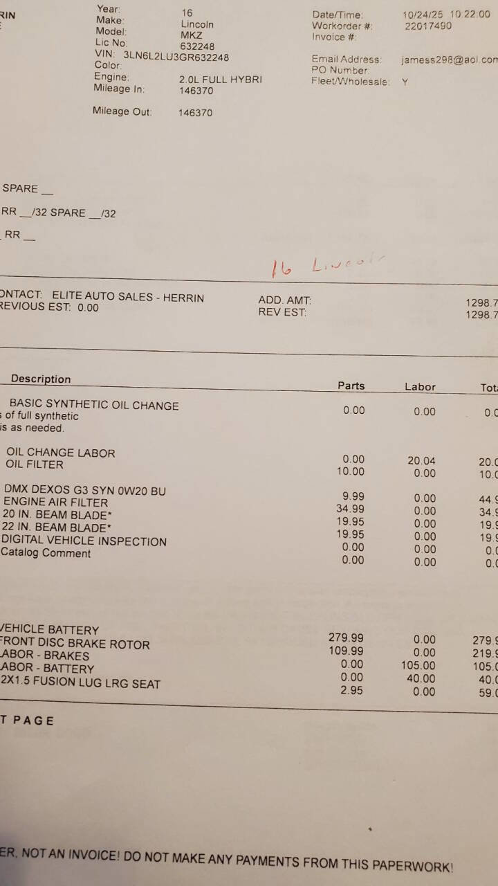 Used 2016 Lincoln MKZ Hybrid w/ Equipment Group 500A Select image 15