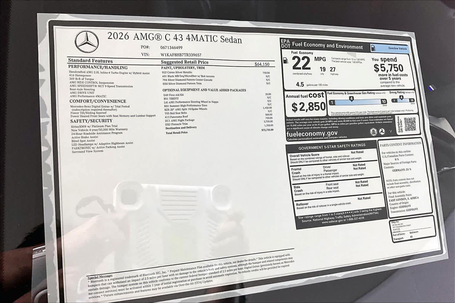 New 2026 Mercedes-Benz C 43 AMG 4MATIC Sedan image 19