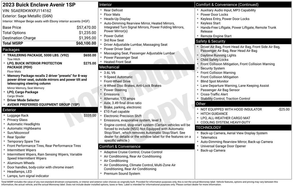 Used 2023 Buick Enclave Avenir w/ Trailering Package, 5000 lbs. FWD image 2