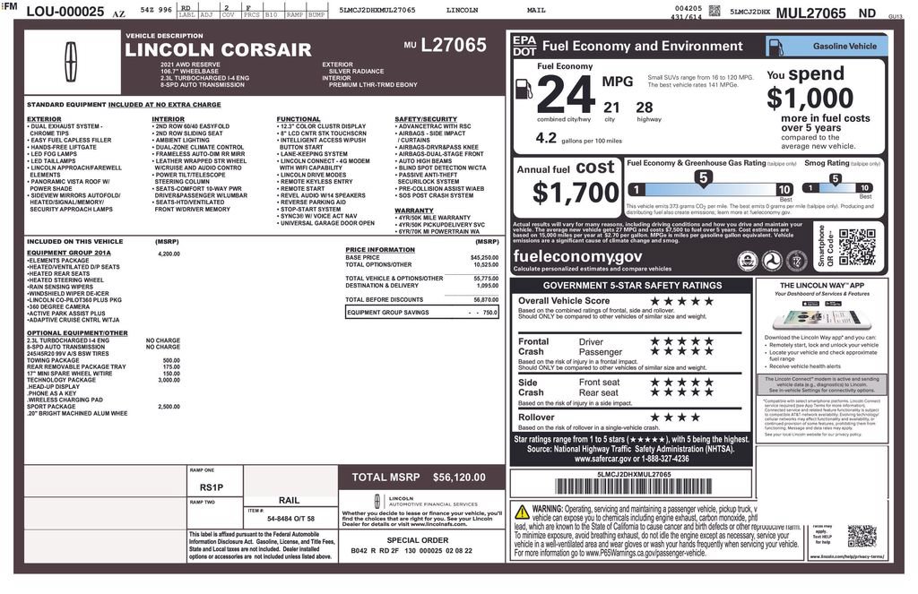 Used 2021 Lincoln Corsair Reserve w/ Equipment Group 201A AWD/4WD image 39