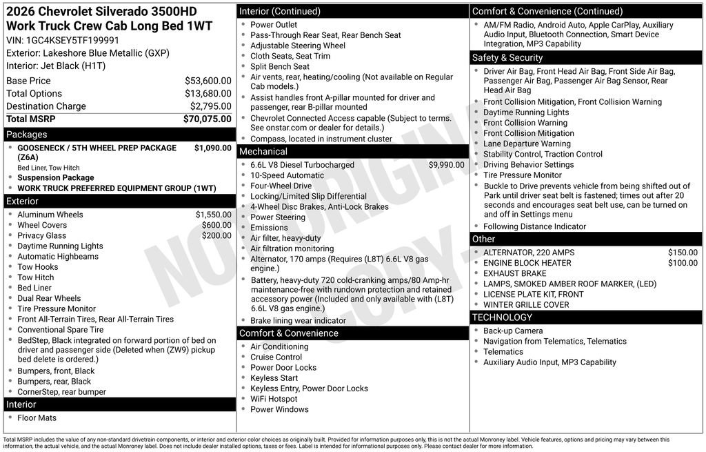 New 2026 Chevrolet Silverado 3500 W/T image 18