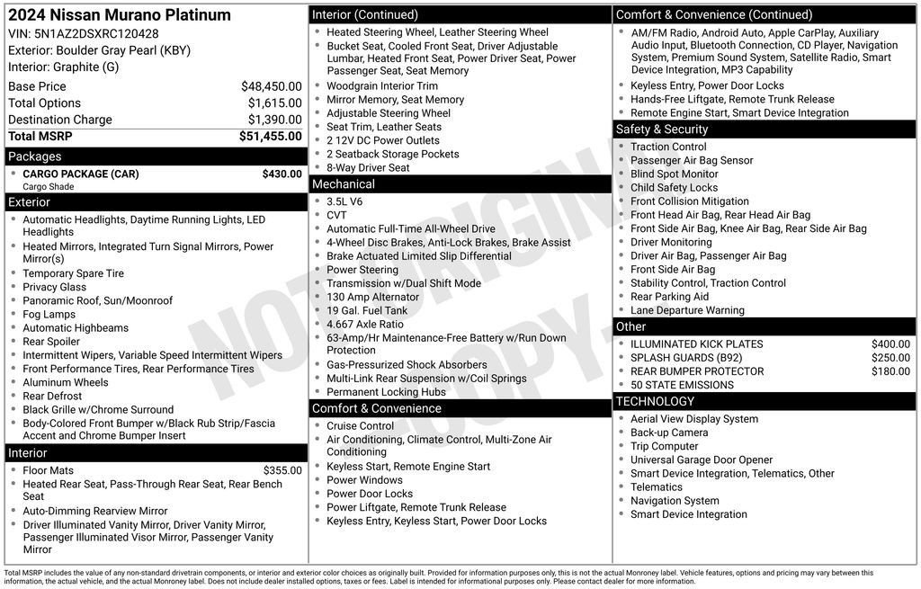 Used 2024 Nissan Murano Platinum w/ Cargo Package image 11