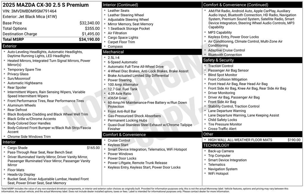 Certified 2025 MAZDA CX-30 AWD 2.5 S w/ Premium Package image 10