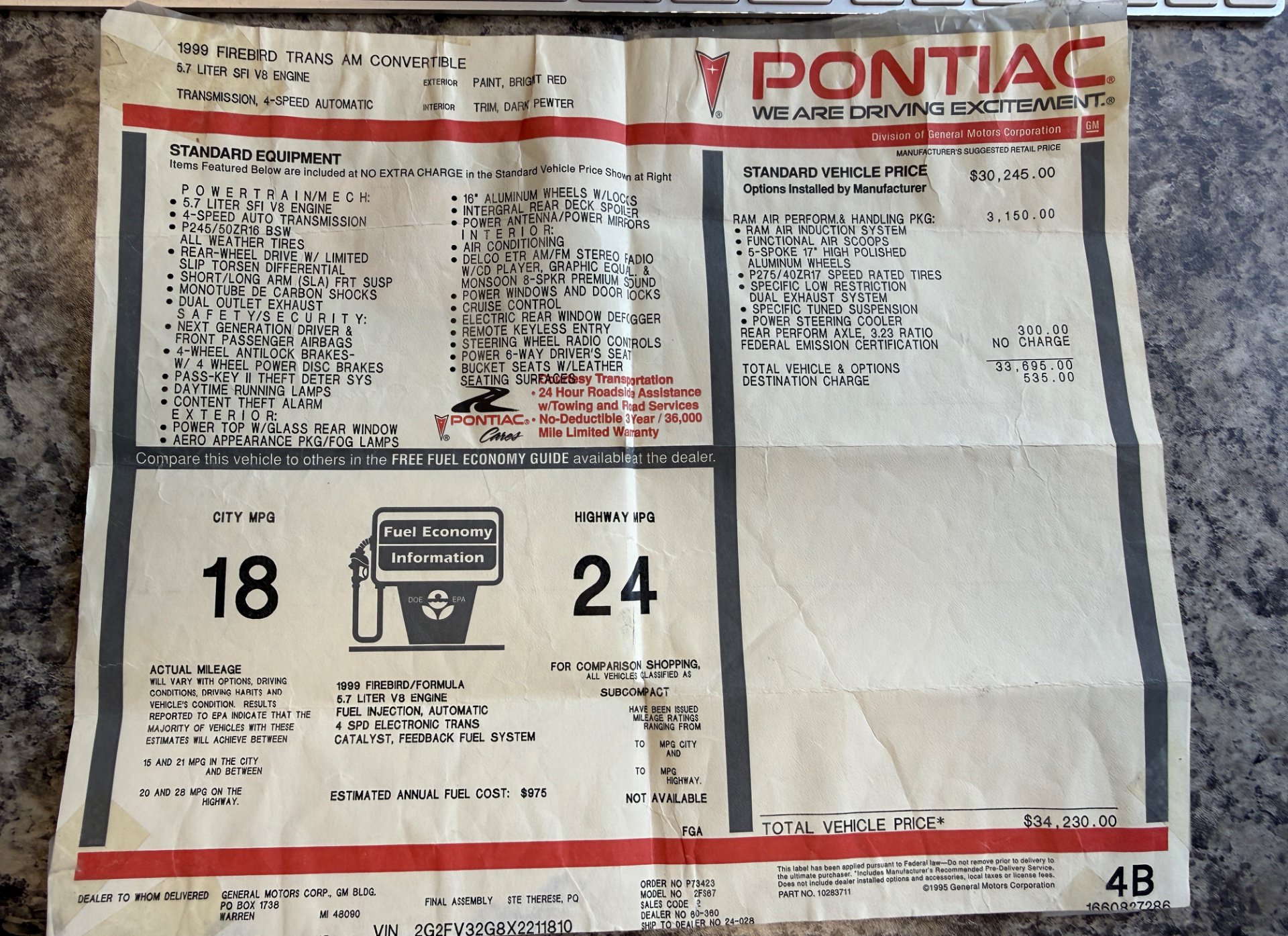 Used 1999 Pontiac Firebird Trans Am RWD image 92