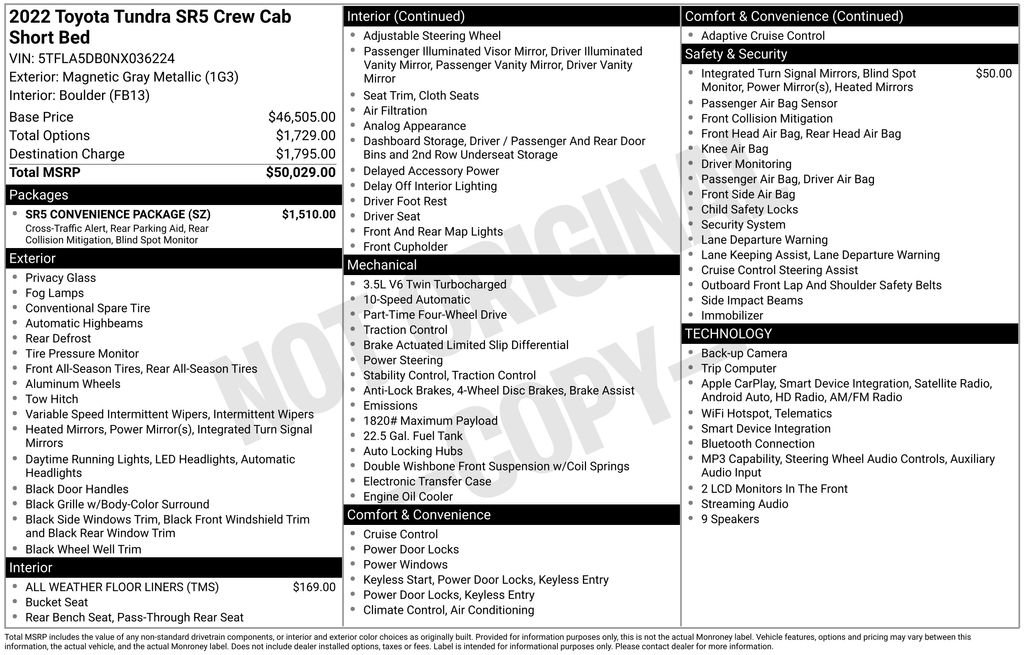 Used 2022 Toyota Tundra SR5 w/ SR5 Convenience Package AWD/4WD image 33