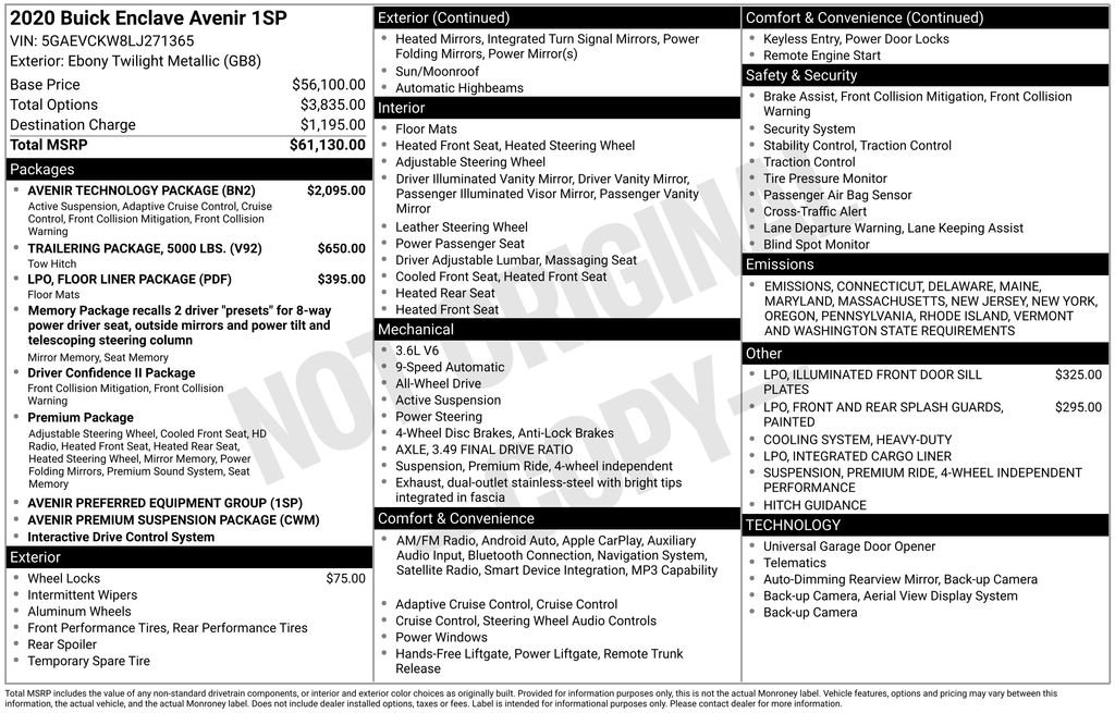 Used 2020 Buick Enclave Avenir w/ Avenir Technology Package image 7