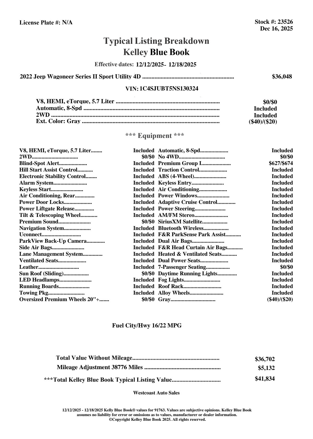 Used 2022 Jeep Wagoneer Series II w/ Premium Group I image 13