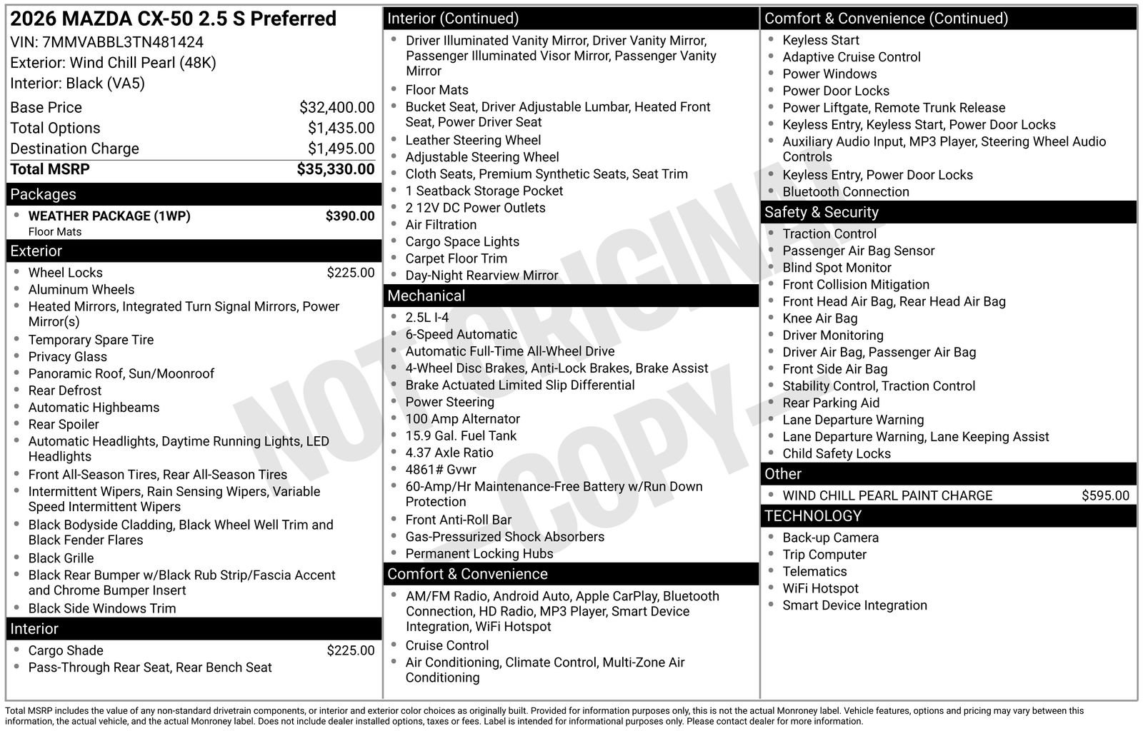 New 2026 MAZDA CX-50 AWD 2.5 S w/ Weather Package image 26