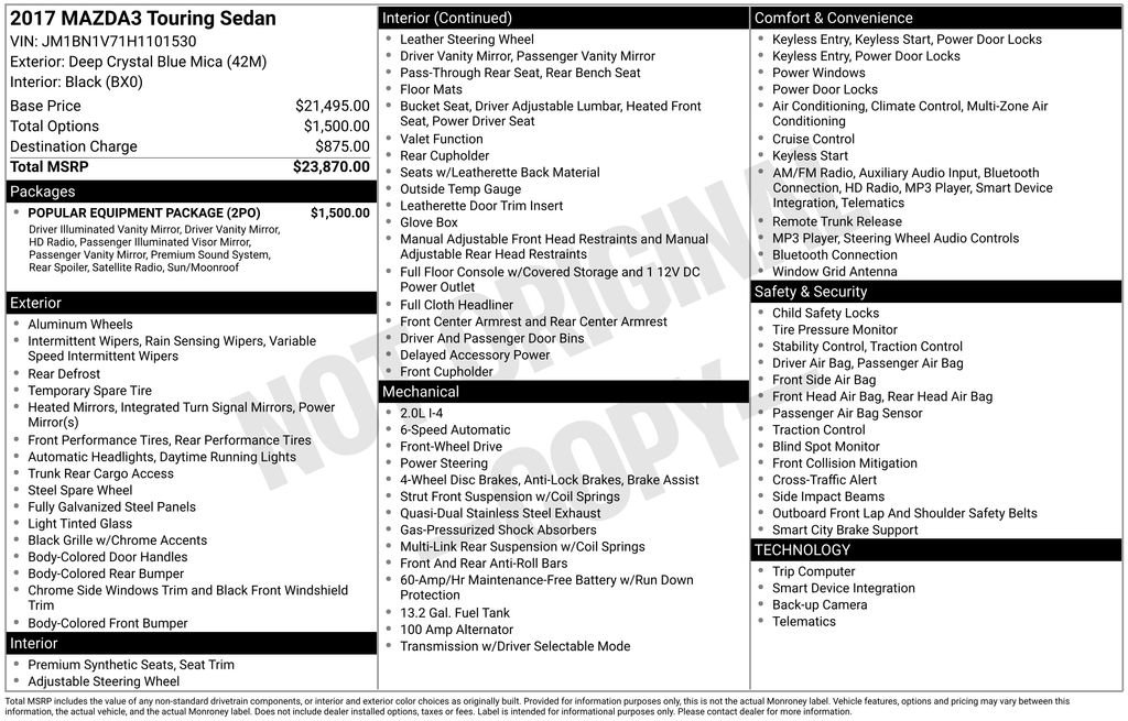 Used 2017 MAZDA MAZDA3 Touring w/ Popular Equipment Package image 9