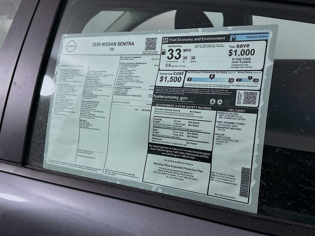 New 2026 Nissan Sentra SV w/ SV Convenience Package image 13