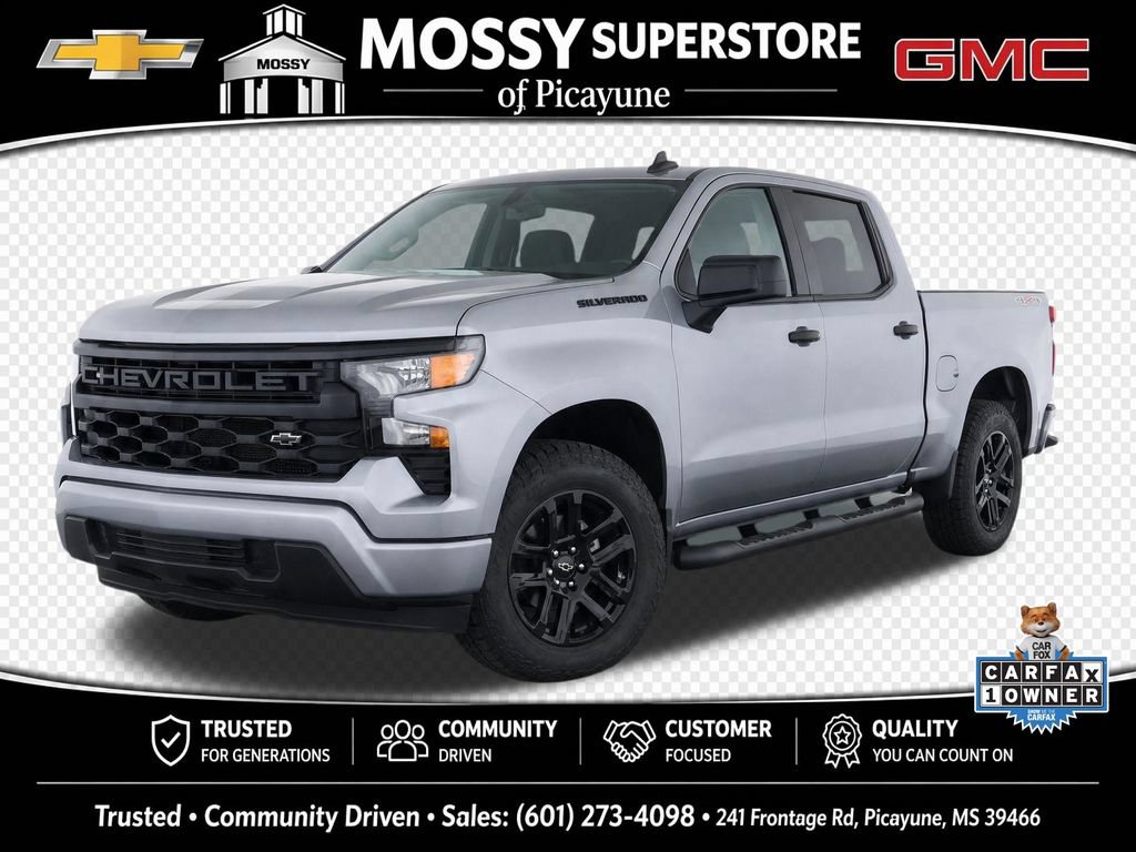 Used 2025 Chevrolet Silverado 1500 Custom w/ Turbomax Blackout Package AWD/4WD 360° Tour