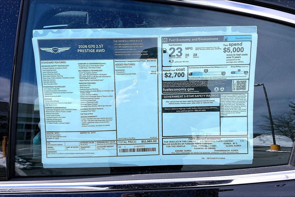 New 2026 Genesis G70 2.5T Prestige image 13
