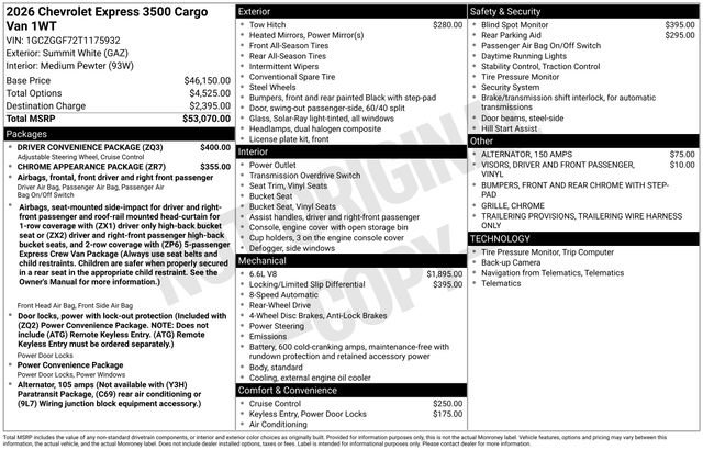 New 2026 Chevrolet Express 3500 w/ Driver Convenience Package RWD image 4
