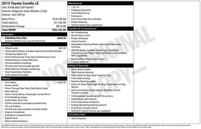 Used 2013 Toyota Corolla LE w/ Premium Pkg FWD image 4