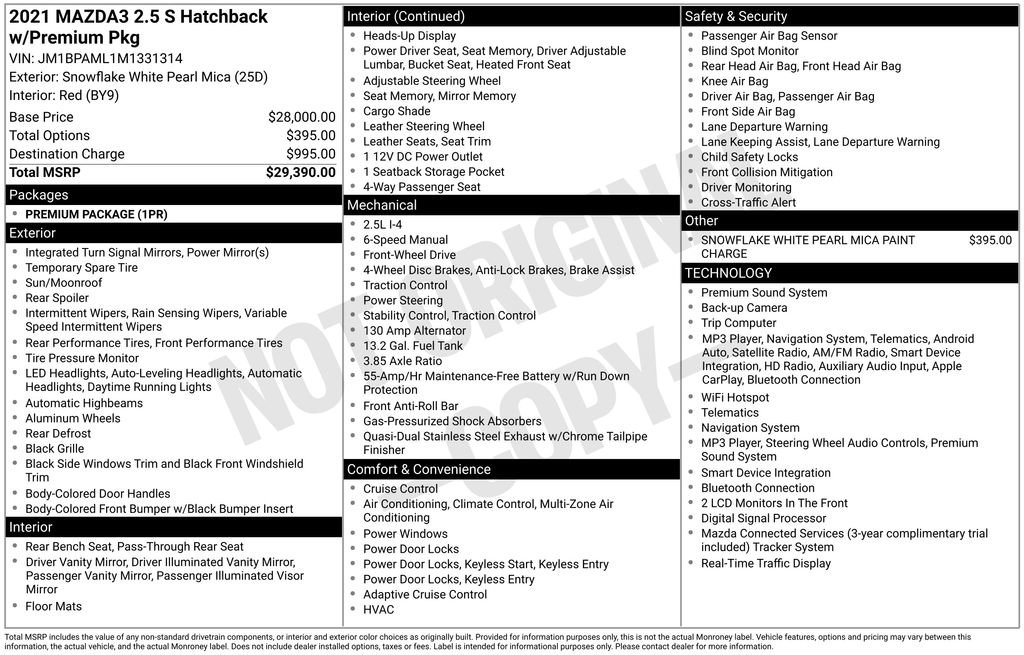 Certified 2021 MAZDA MAZDA3 s FWD image 10
