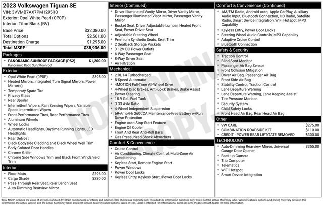 Used 2023 Volkswagen Tiguan SE w/ Panoramic Sunroof Package AWD/4WD image 39