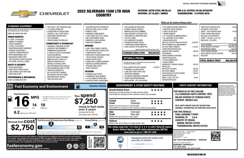 Used 2022 Chevrolet Silverado 1500 High Country w/ LPO, Dark Essentials Package AWD/4WD image 4