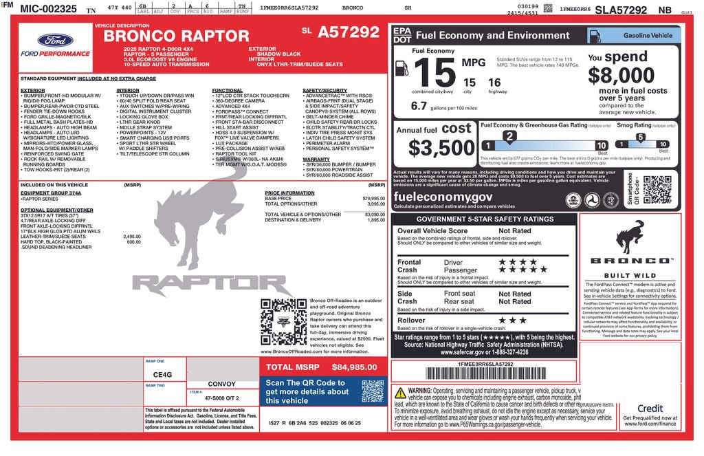 New 2025 Ford Bronco Raptor image 34
