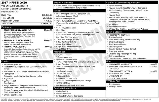 Used 2017 INFINITI QX50 AWD w/ Deluxe Touring Package image 3