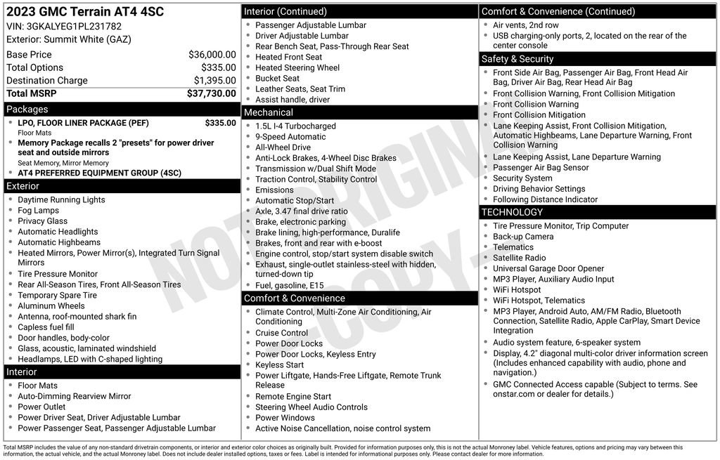 Used 2023 GMC Terrain AT4 w/ LPO, Floor Liner Package AWD/4WD image 6