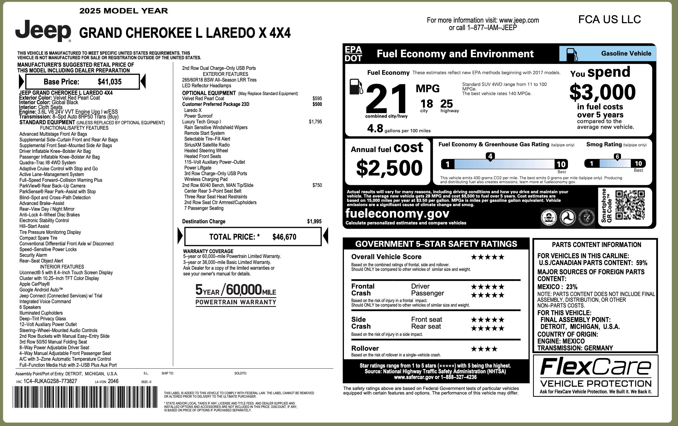 Used 2025 Jeep Grand Cherokee L Laredo w/ Luxury Tech Group I AWD/4WD image 5