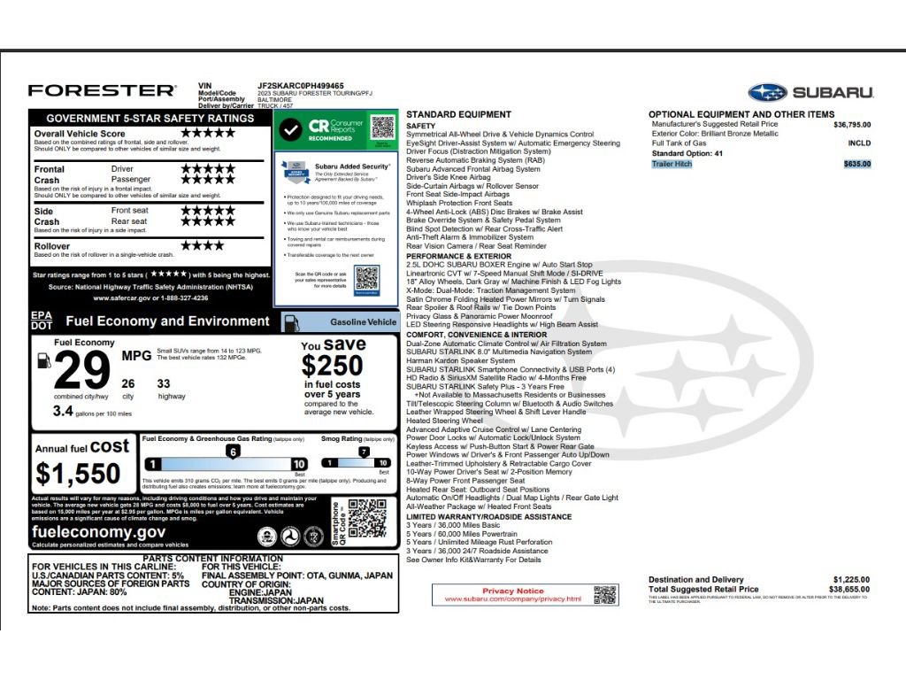 Used 2023 Subaru Forester Touring AWD/4WD image 8
