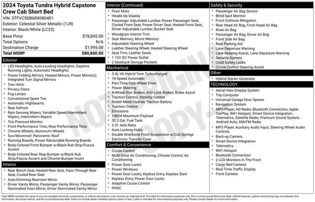 Used 2024 Toyota Tundra Capstone AWD/4WD image 15