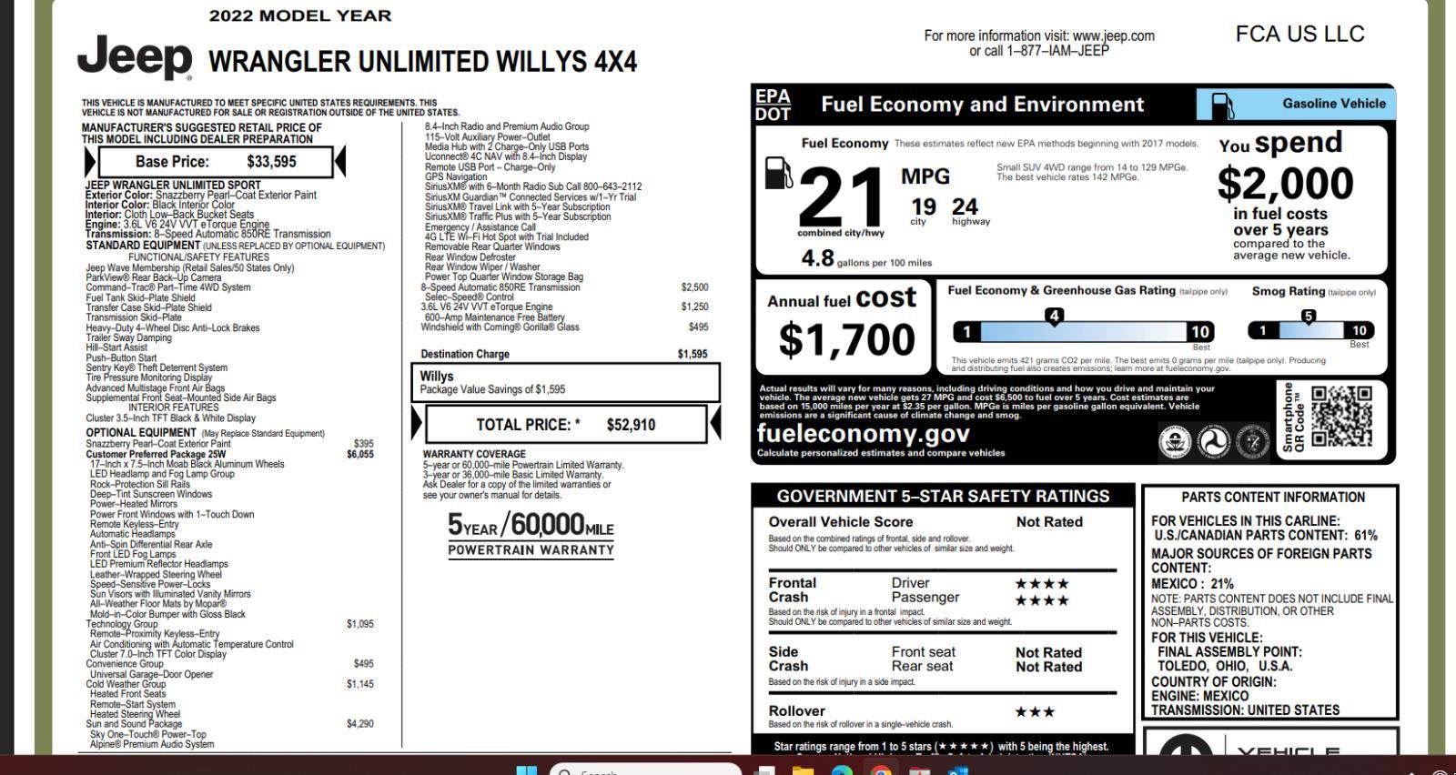 Used 2022 Jeep Wrangler Unlimited Sport image 4