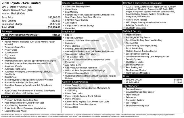 Used 2020 Toyota RAV4 Limited w/ All Weather Liner Package image 47