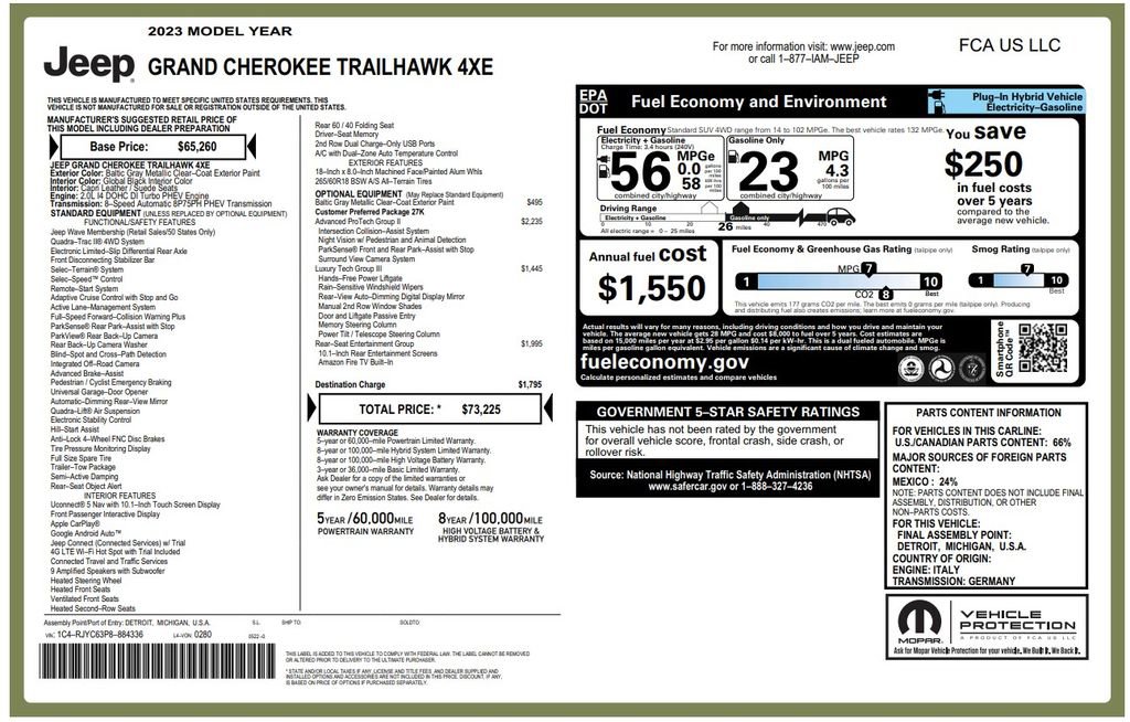 Used 2023 Jeep Grand Cherokee Trailhawk w/ Advanced Protech Group II image 3