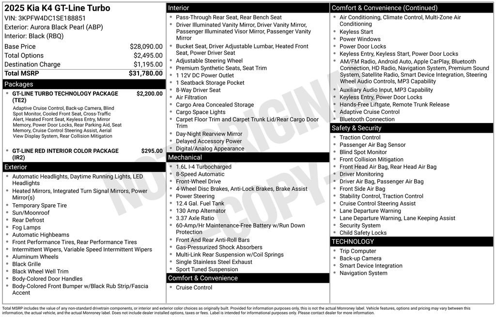 Certified 2025 Kia K4 GT-Line Turbo FWD image 27