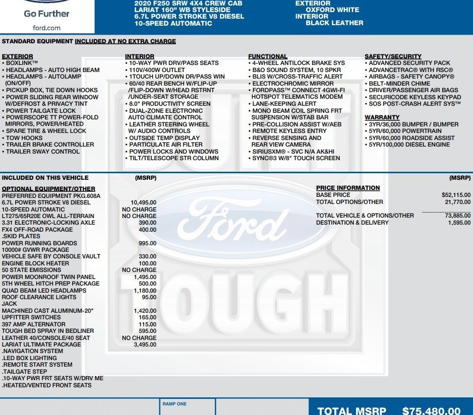 Used 2020 Ford F250 Lariat w/ Lariat Ultimate Package image 2