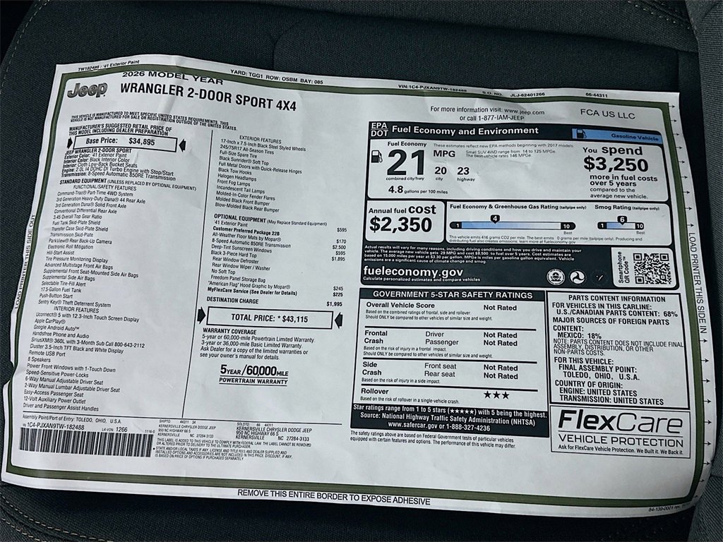 New 2026 Jeep Wrangler Sport image 19