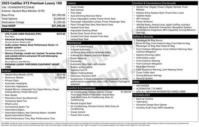 Certified 2023 Cadillac XT5 Premium Luxury w/ LPO, Floor Liner Package AWD/4WD image 34