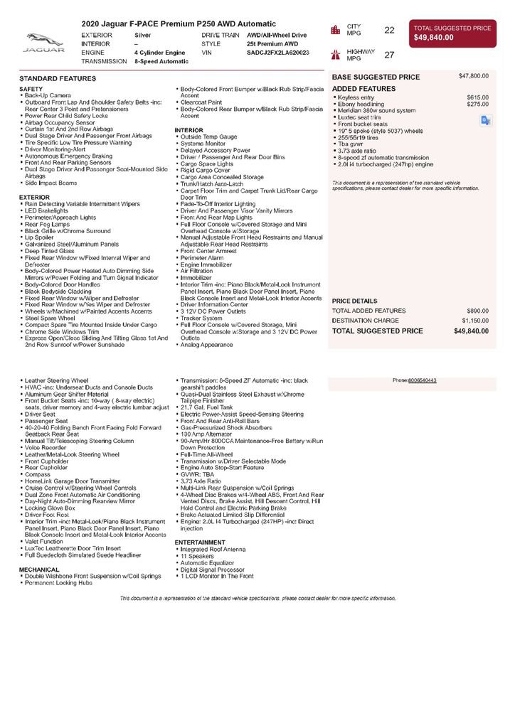 Used 2020 Jaguar F-PACE Premium image 3