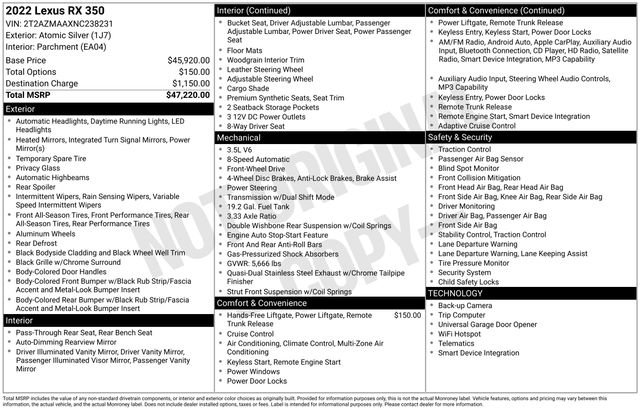 Used 2022 Lexus RX 350 FWD image 2