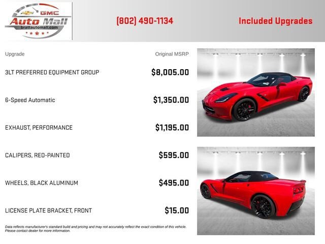 Used 2014 Chevrolet Corvette Stingray Convertible w/ 3LT Preferred Equipment Group RWD image 4