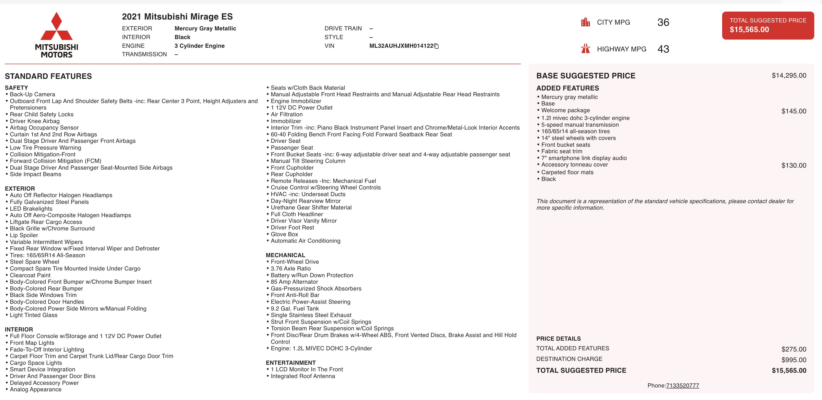 Used 2021 Mitsubishi Mirage ES image 5