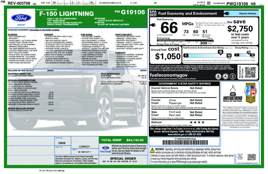 Certified 2023 Ford F150 Lightning Platinum AWD/4WD image 35