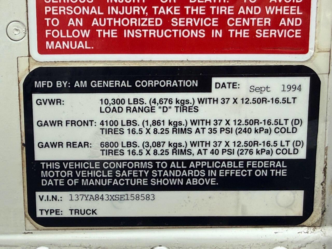 Used 1995 HUMMER H1 4-Door Wagon image 38